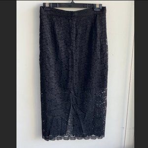 Babaton black lace midi length skirt